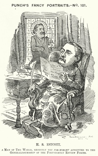 Punch cartoon: Thomas Hay Sweet Estcott, angielski dziennikarz i redaktor (grafika) autorstwa Edward Linley (after) Sambourne