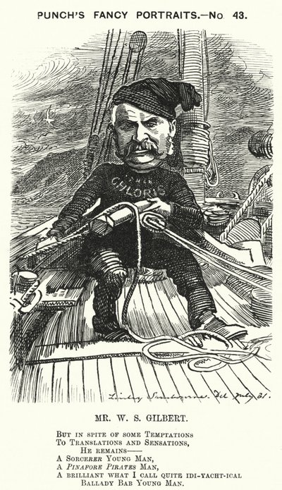 Punch cartoon: W S Gilbert, angielski dramaturg i librecista (grafika) autorstwa Edward Linley (after) Sambourne