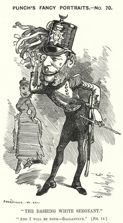 Punch cartoon: William Ballantine, angielski sierżant (rycina) autorstwa Edward Linley (after) Sambourne