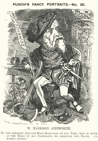 Punch cartoon: William Harrison Ainsworth, angielski powieściopisarz historyczny (grafika) autorstwa Edward Linley (after) Sambourne