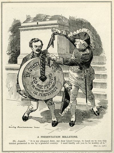 „Prezentacja Millstone”, premier Asquith przedstawia kanclerzowi skarbu Lloydowi George