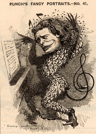 „Anton Rubinstein (1829-1894) Rosyjski pianista, kompozytor i dyrygent, założyciel Konserwatorium w Petersburgu. W londyńskim sezonie koncertowym 1881 zarobił około 10 000 funtów. Jednym z jego utworów była opera „Demon” (1875). Kreskówka Edwy autorstwa Edward Linley Sambourne