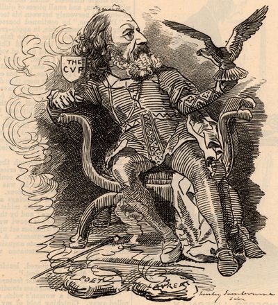 Karykatura Alfreda Tennysona (1809-1893) angielskiego poety autorstwa Edward Linley Sambourne