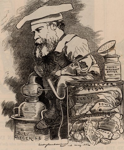 Cartoon Frederick Settle Barff) w serii Fancy Portraits Puncha, Londyn, 20 maja 1882 (grawerowanie) autorstwa Edward Linley Sambourne