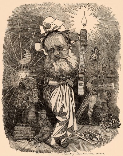 Karykatura powieściopisarza Wilkie Collins (1824-1889) autorstwa Edward Linley Sambourne