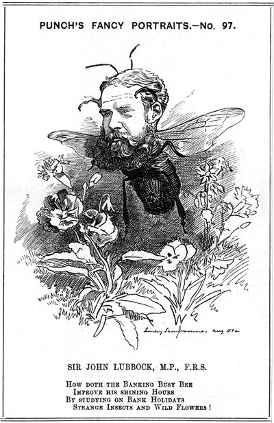 John Lubbock, pierwszy baron Avebury, angielski bankier, archeolog, przyrodnik i polityk, 1882 autorstwa Edward Linley Sambourne