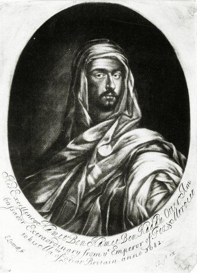 Jego Ekscelencja Hamet Ben Hamet Ben Haddu Otter, wyd. John Lloyd, 1682 (mezzotint) autorstwa Edward Luttrell
