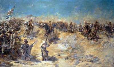 Szarża 21. Lancerów w bitwie pod Omdurmanem 2 września 1898 r., 1899 r. autorstwa Edward Matthew Hale