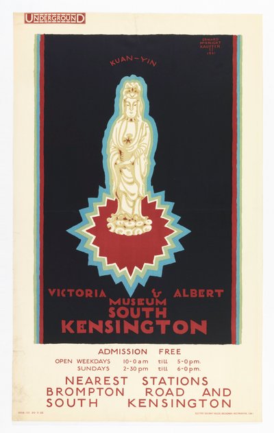 Plakat, Muzeum Wiktorii i Alberta, dla londyńskiego metra, 1921 autorstwa Edward McKnight Kauffer