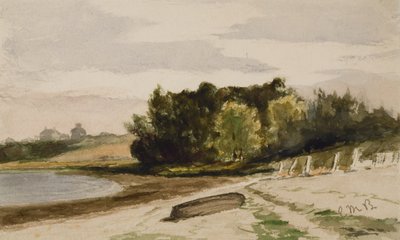 Pejzaż z kłodą na plaży (#40), ok. godz. 1880 (akwarela na papierze) autorstwa Edward Mitchell Bannister