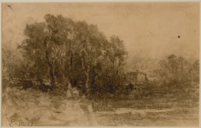 Pejzaż z lasem, ok. 1930 r. lata 80. XIX wieku (grafit na papierze) autorstwa Edward Mitchell Bannister