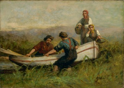 Ludzie w pobliżu łodzi autorstwa Edward Mitchell Bannister