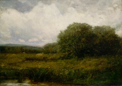 Bez tytułu (pejzaż z wołem i wozem z sianem przejeżdżającym przez most) autorstwa Edward Mitchell Bannister
