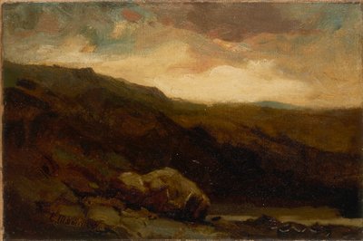 Bez tytułu (górski krajobraz ze skałami i strumieniem na pierwszym planie) autorstwa Edward Mitchell Bannister