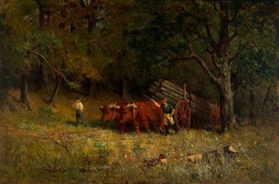 Chłopiec i mężczyzna bez tytułu z wołami, 1891. autorstwa Edward Mitchell Bannister