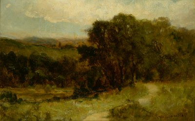 Krajobraz bez tytułu z drogą w pobliżu strumienia i drzewami, b.d. autorstwa Edward Mitchell Bannister