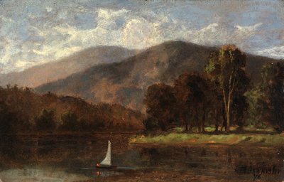 Żaglówka bez tytułu w rzece, 1876. autorstwa Edward Mitchell Bannister