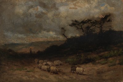 Bez tytułu pasterz z owcami, 1877. autorstwa Edward Mitchell Bannister