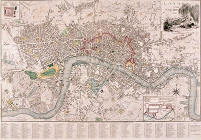 Mapa Londynu, 1797 autorstwa Edward Mogg