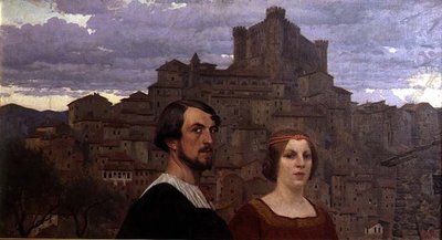 Autoportret z żoną artysty przed Anticoli Corrado autorstwa Edward Okun