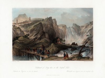 Zaćma Ting-hoo, nad jeziorem statywowym, Chiny, ok. 1840 r. autorstwa Edward Paxman Brandard