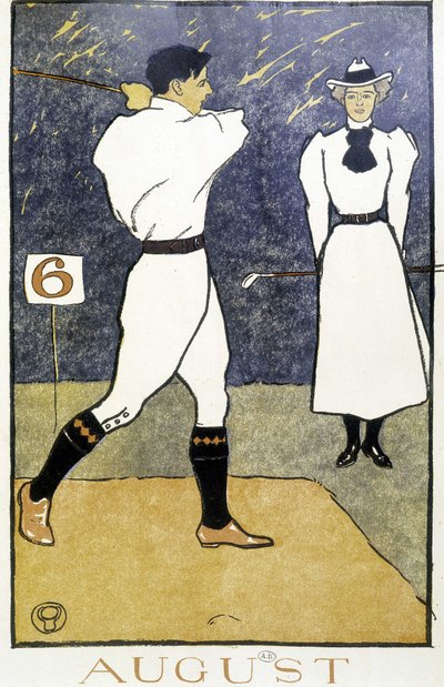 Para grająca w golfa - w „Kalendarzu golfowym” Edwarda Penfielda autorstwa Edward Penfield