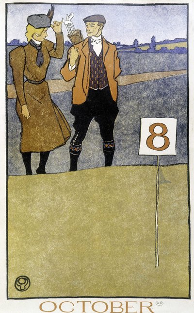 Para grająca w golfa - w „Kalendarzu golfowym” Edwarda Penfielda, wyd. 1899 autorstwa Edward Penfield
