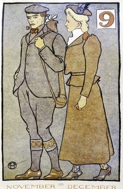 Para golfowa - w „Kalendarzu golfowym” Edwarda Penfielda autorstwa Edward Penfield