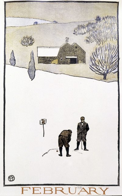 Golf w śniegu - w „Kalendarzu golfowym” Edwarda Penfielda autorstwa Edward Penfield