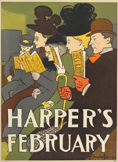 Harpers New Monthly Magazine, luty 1896 (kolor lito) autorstwa Edward Penfield