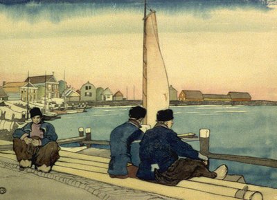 Akwarela w oczekiwaniu na wiatr i przypływ autorstwa Edwarda Penfielda autorstwa Edward Penfield