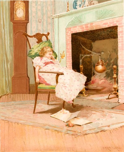 Marzenie przed starym kominkiem autorstwa Edward Percy Moran