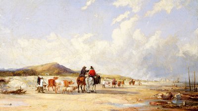 Przejście przez piaski do Swansea Market (olej na płótnie) autorstwa Edward Pritchard