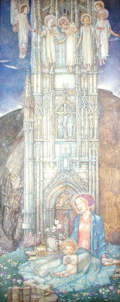 Wieża Gotycka (pastel na papierze) autorstwa Edward Reginald Frampton