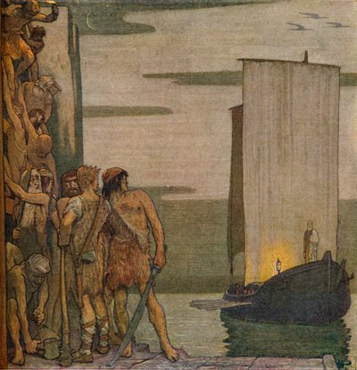 Lądowanie św. Patryka w Irlandii, c1912, 1914 autorstwa Edward Reginald Frampton