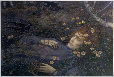 „Och, co to jest w zagłębieniu?” (akwarela na papierze) autorstwa Edward Robert Hughes
