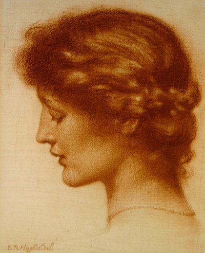 Portret Rosalind (czerwona kreda na papierze) autorstwa Edward Robert Hughes