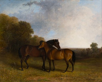Dwóch myśliwych w krajobrazie, ok. 1830-99 (olej na płótnie) autorstwa Edward Robert Smythe