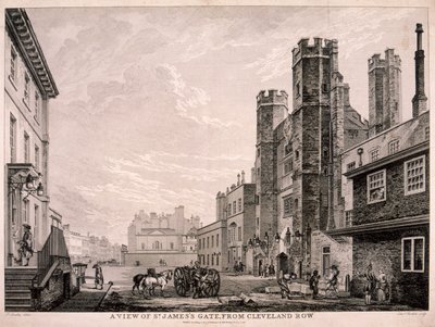 Brama św. Jakuba prowadząca do Pałacu św. Jakuba, Londyn, 1766 r. autorstwa Edward Rooker