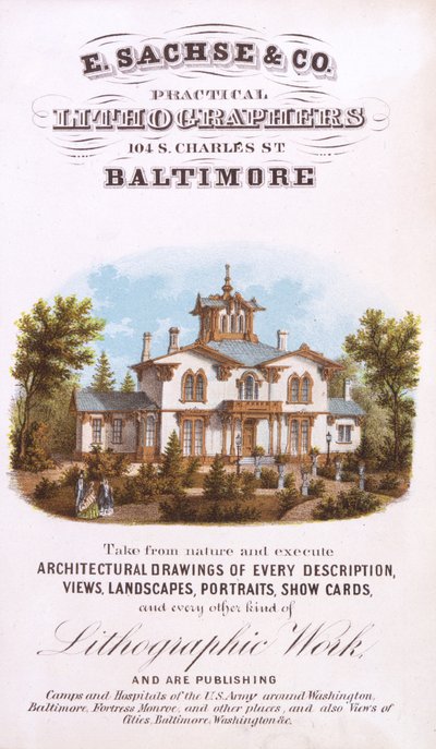 E. Sachse und Co., Practical Litographers, 104 S. Charles St., Baltimore, (litografia [karta handlowa]) autorstwa Edward Sachse