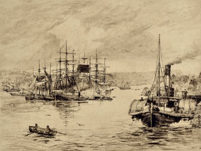 Tyne: At Shields, c.1880 (akwaforta) autorstwa Edward Slocombe
