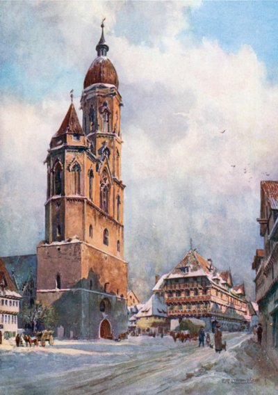 Brunszwik - St Andreas i Alte Wage (kolorowa litografia) autorstwa Edward Theodore Compton