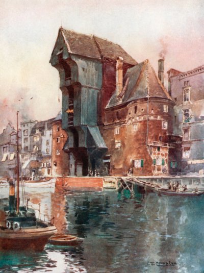 Krahnthor w Gdańsku (kolorowa litografia) autorstwa Edward Theodore Compton