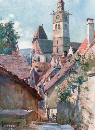 Ueberlingen nad Jeziorem Bodeńskim (kolorowa litografia) autorstwa Edward Theodore Compton