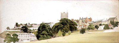 Widok zamku Richmond, Yorkshire, ok. 1860 (akwarela i ołówek na papierze) autorstwa Edward W. Robinson