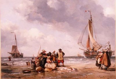 Rybacy liczący połów autorstwa Edward William Cooke