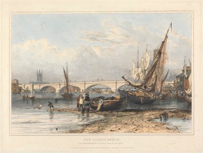 New London Bridge od Billingsgate (niski poziom wody) autorstwa Edward William Cooke