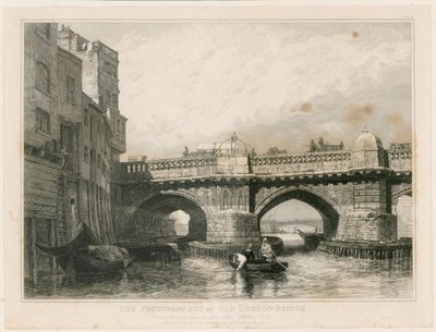 Southwark End of Old London Bridge autorstwa Edward William Cooke