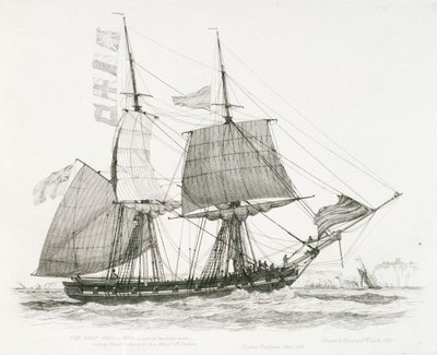 "Wolf" (1826) lub (1814), bryg wojenny należący ostatnio do Royal Navy, dający sygnał i płynący na poszukiwanie pilota u wybrzeży Dover. autorstwa Edward William Cooke