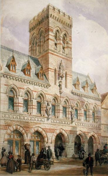 Ratusz Congleton (akwarela na papierze) autorstwa Edward William Godwin